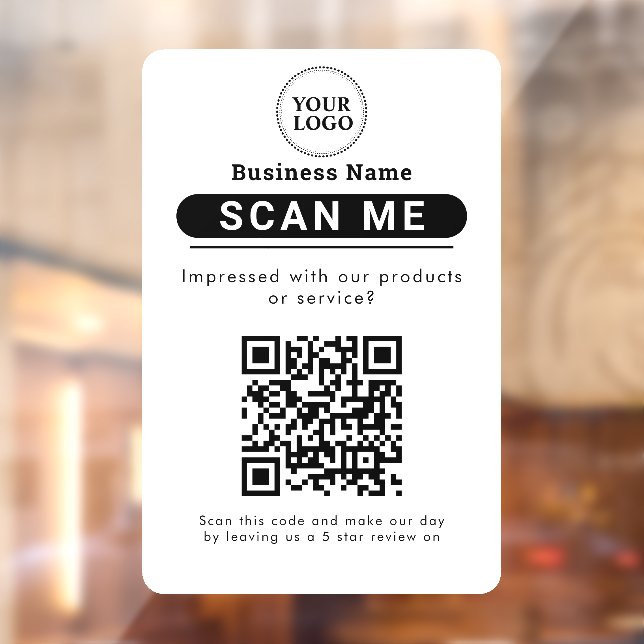 Google Reviews Business Review Link QR Code  Window Cling (Sheet 2)