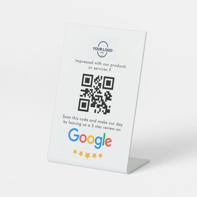 Google Reviews | Business Review QR Code Pedestal Sign (Front)