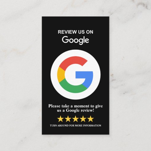 Google Reviews Business Review Us Black QR Code Business Card Zazzle