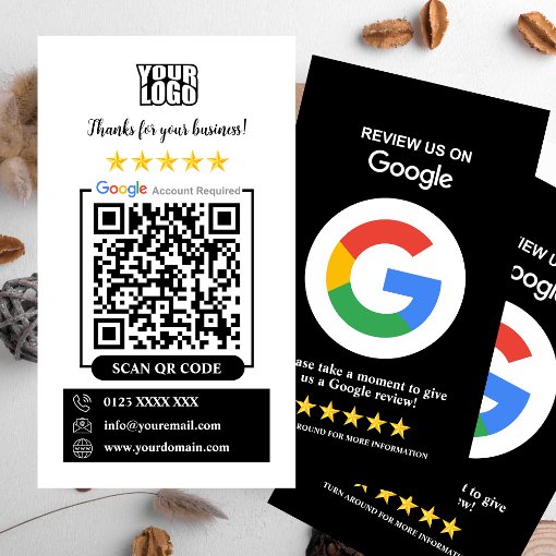 Google Reviews Business Review Us Black QR Code Business Card Zazzle