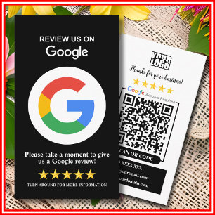 Google Reviews   Business Review Us Black QR Code  Card