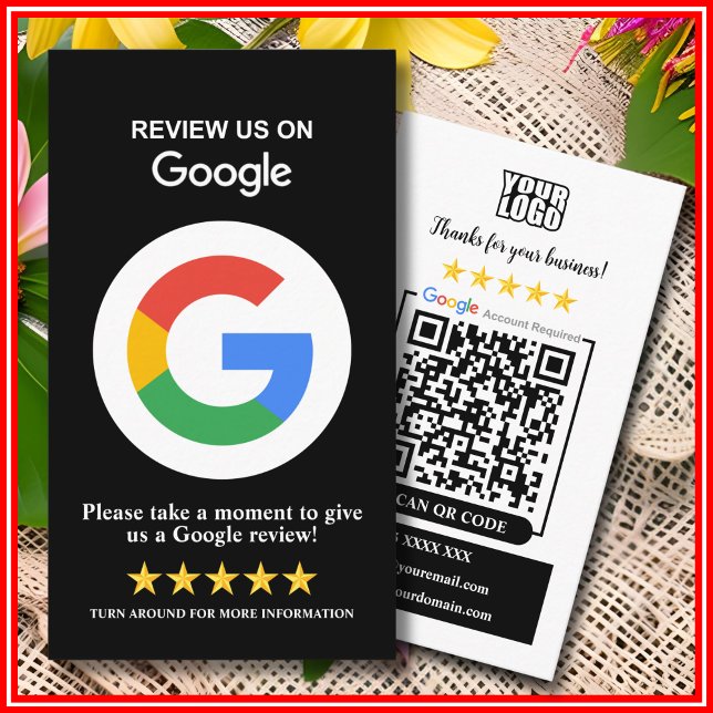 Google Reviews | Business Review Us Black QR Code  Card (Creator Uploaded)