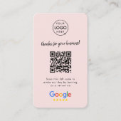 Google Reviews | Business Review Us Blush Pink QR Business Card (Front)