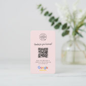 Google Reviews | Business Review Us Blush Pink QR Business Card (Standing Front)