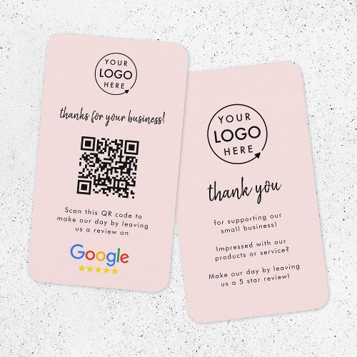 Google Reviews  Business Review Us Blush Pink QR Business Card