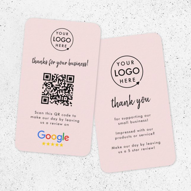 Google Reviews | Business Review Us Blush Pink QR Business Card