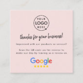 Google Reviews | Business Review Us Blush Pink QR Square Business Card (Front)