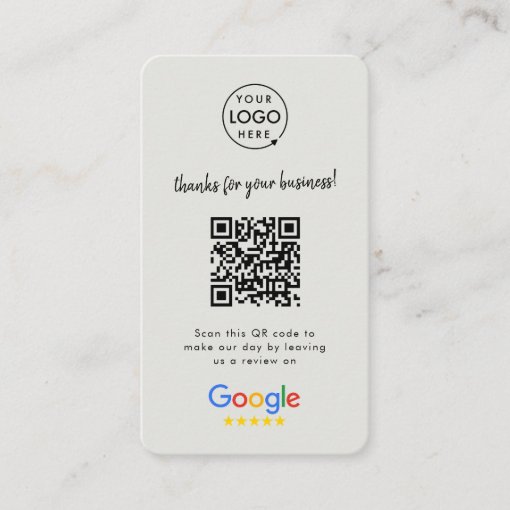 Google Reviews Business Review Us Gray QR Code Business Card Zazzle