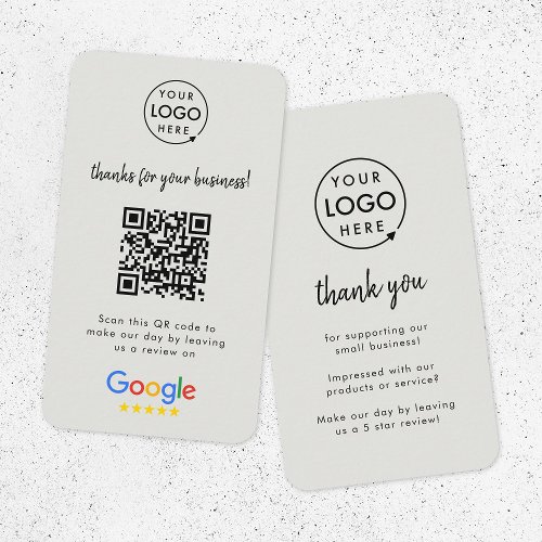 Google Reviews  Business Review Us Gray QR Code Business Card