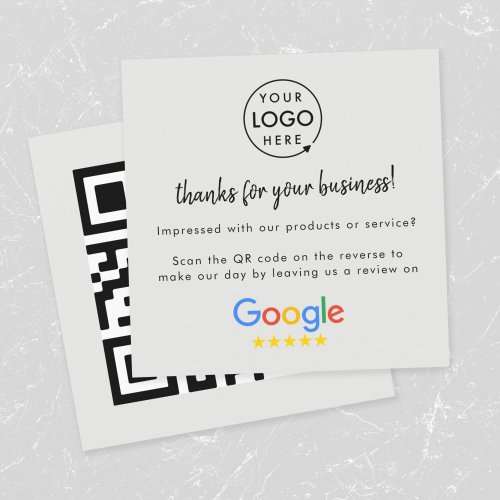 Google Reviews  Business Review Us Gray QR Code Square Business Card