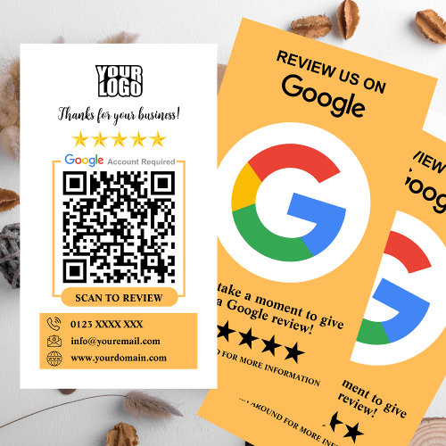 Google Reviews | Business Review Us Peach QR Code Business Card
