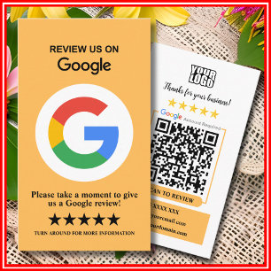 Google Reviews   Business Review Us Peach QR Code Business Card