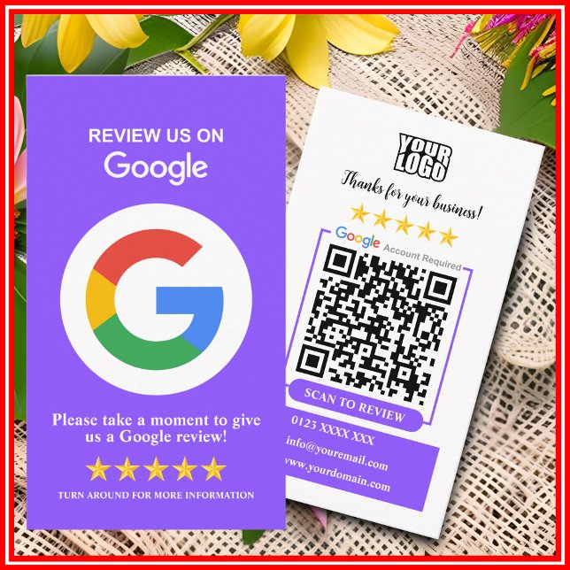 Google Reviews | Business Review Us Purple QR Code Card (Creator Uploaded)