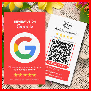 Google Reviews Business Review Us Red QR Code Card