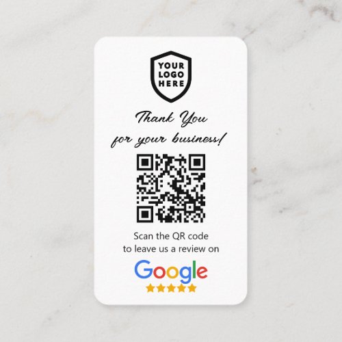 Google Reviews  Business Review Us White QR Code Business Card