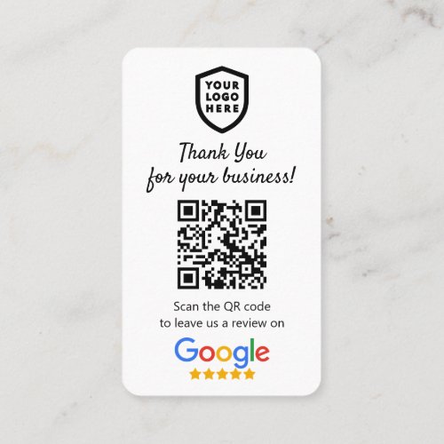 Google Reviews  Business Review Us White QR Code  Business Card