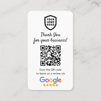Google Reviews | Business Review Us White QR Code  Card
