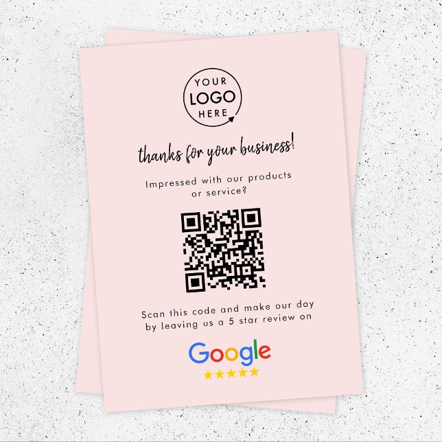 Google Reviews Enclosure Card | QR Code Insert (Google Review interactive QR code enclosure cards branded with your company logo.)
