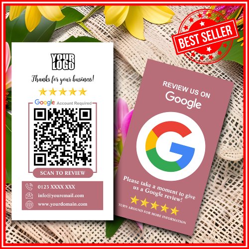 Google Reviews  Leave a Review Rose Gold QR Code Business Card