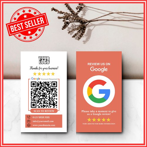 Google Reviews  Leave a Review Terracotta QR Code Business Card