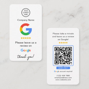 Google Reviews QR Code Business Review Us Card
