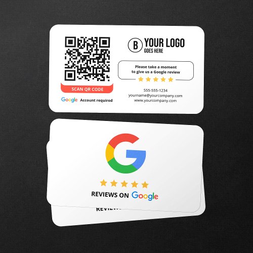 Google Reviews QR Code Rate My Business 5 Star Business Card