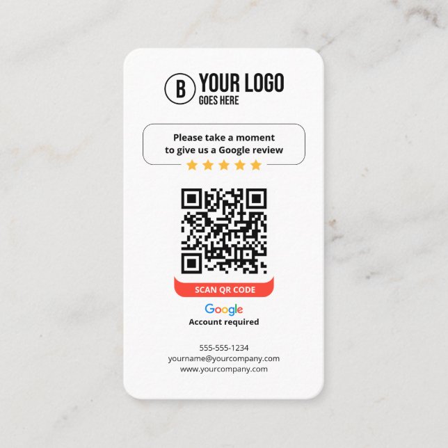 Google Reviews QR Code Rate My Business 5 Star Card | Zazzle