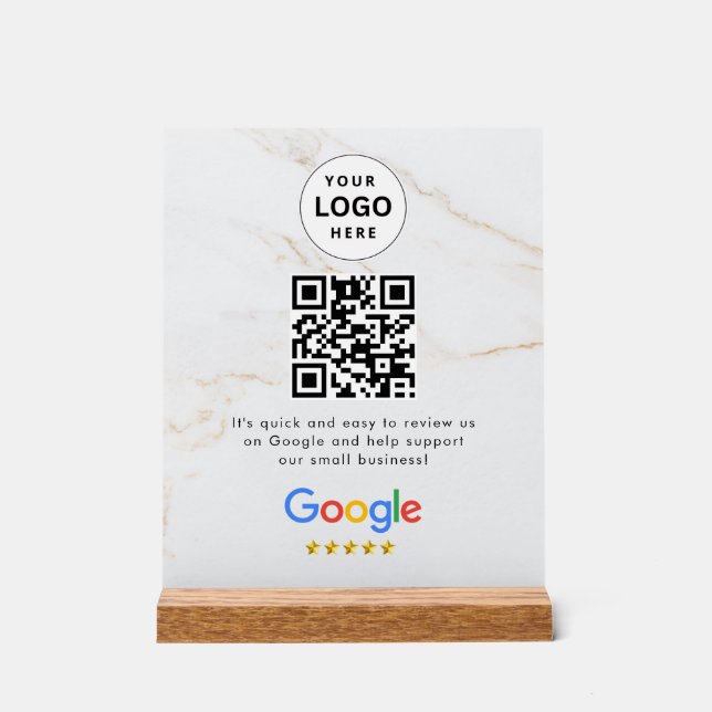 Google reviews qr code tabletop sign (Front)