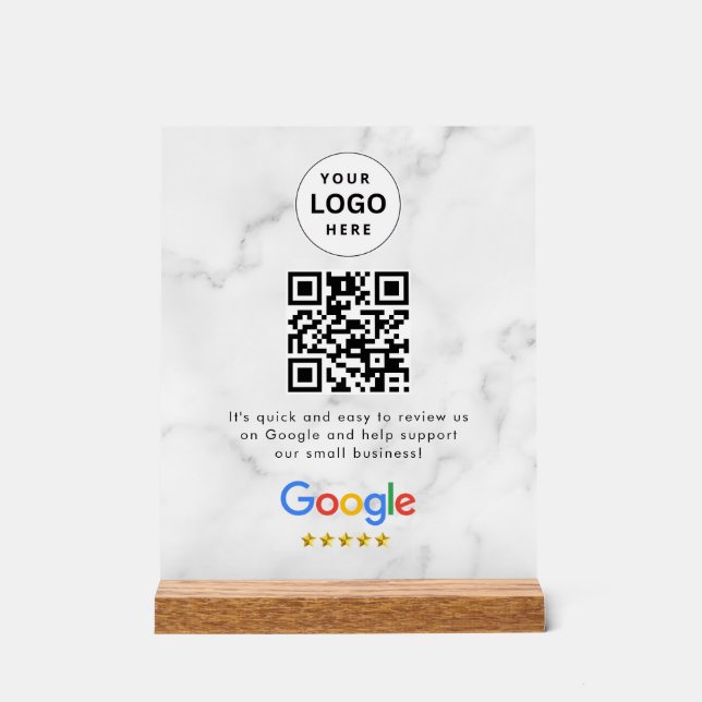 Google reviews qr code tabletop sign (Front)