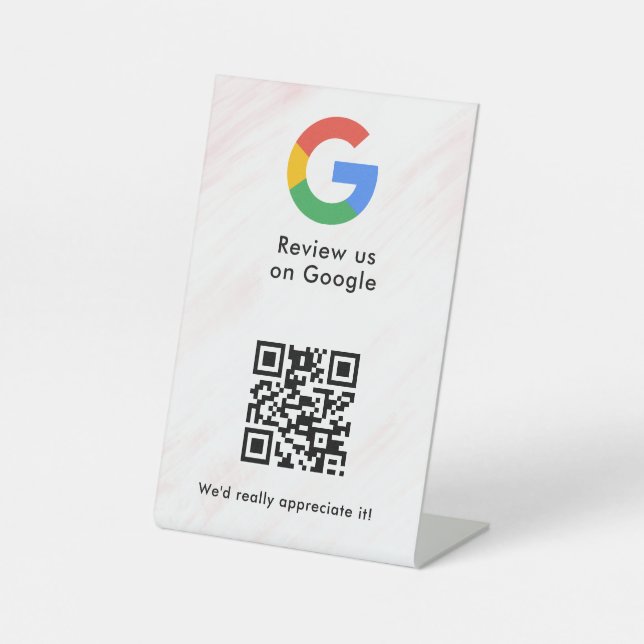 Google reviews qr code tabletop sign (Front)