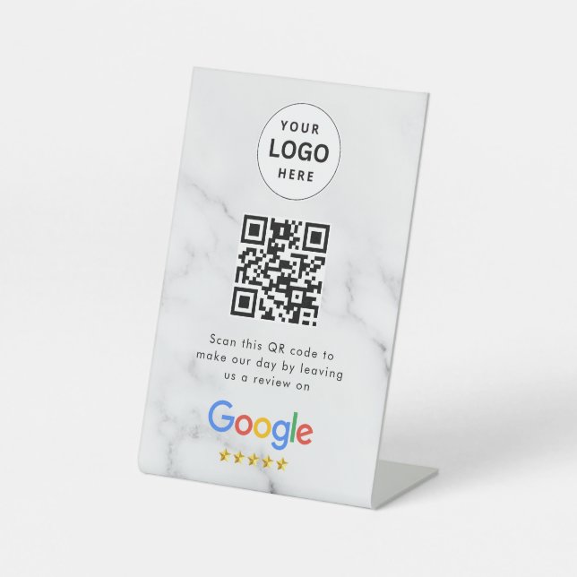 Google reviews qr code tabletop sign (Front)