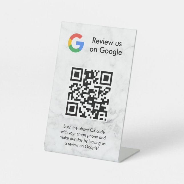 Google reviews qr code tabletop sign (Front)
