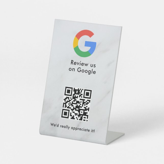 Google reviews qr code tabletop sign (Front)