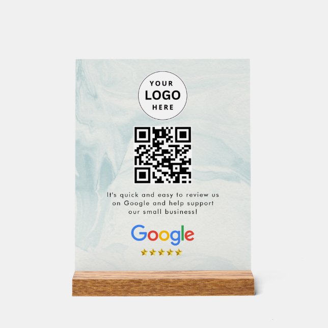 Google reviews qr code tabletop sign (Front)