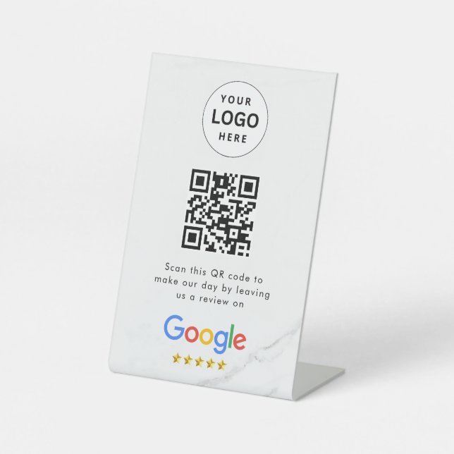 Google reviews qr code tabletop sign (Front)