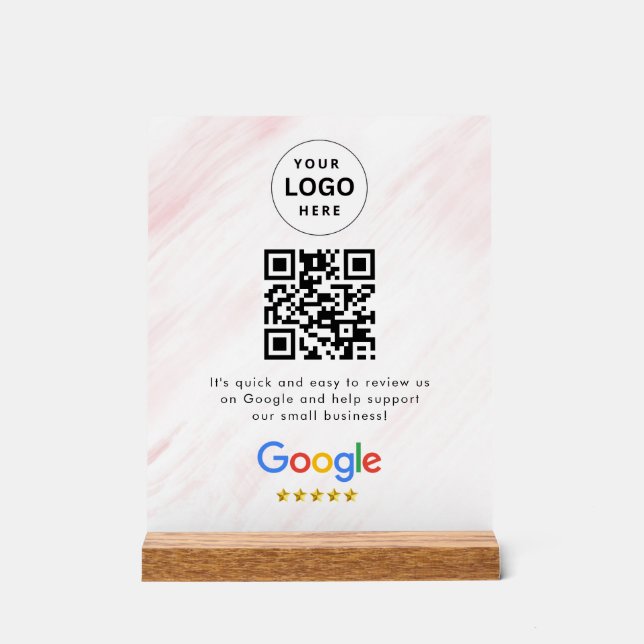 Google reviews qr code tabletop sign (Front)