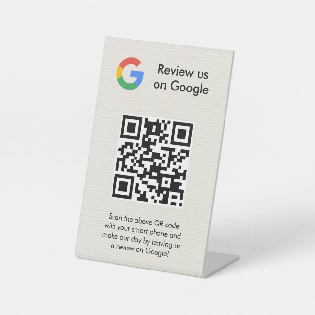 Google reviews qr code tabletop sign (Front)