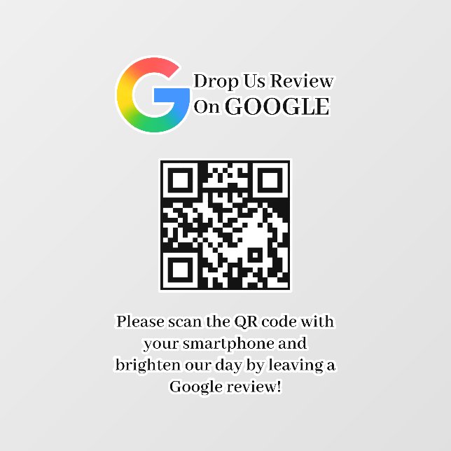 Google Reviews QR Code Window Cling Decal (Sheet)