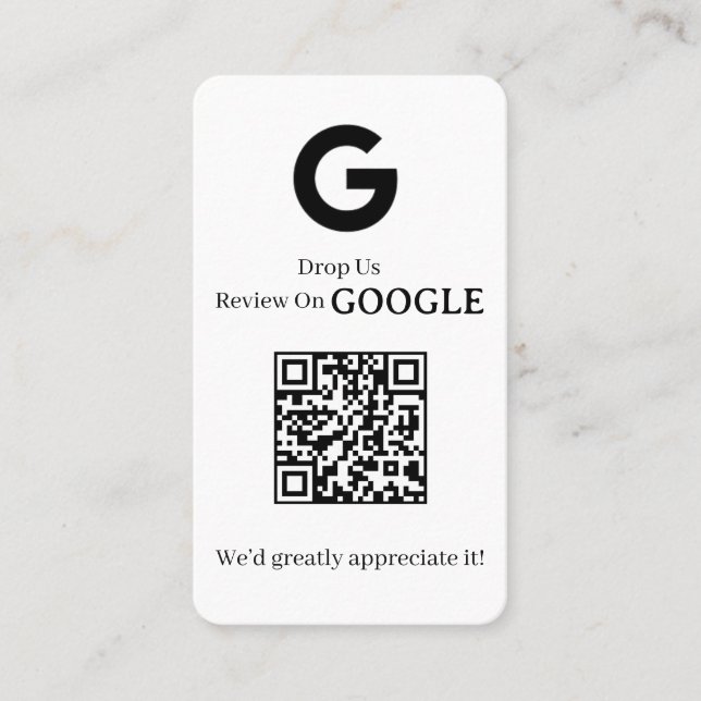 Google Reviews QR | Custom Business Feedback Link Card (Front)