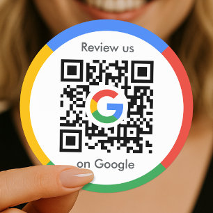 Google Reviews Sticker QR Code Round Bulk Roll
