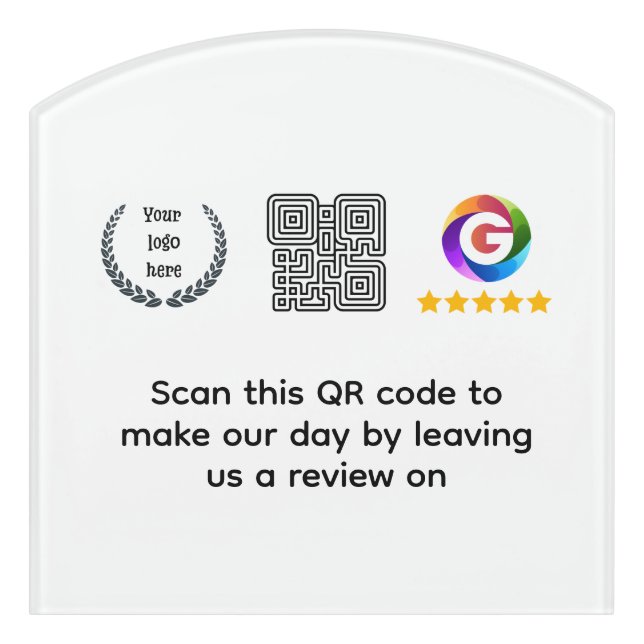 Google Reviews Tabletop Sign | QR Code door Signs (Contour Front)