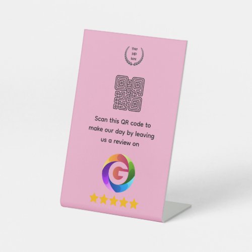 Google Reviews Tabletop Sign | QR Code Pedestal