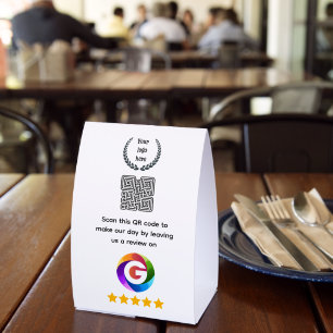 Google Reviews Tabletop Sign QR Code Pedestal