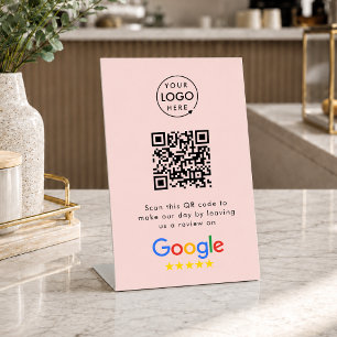 Google Reviews Tabletop Sign   QR Code Pedestal