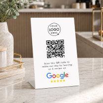 Google Reviews Tabletop Sign   QR Code Pedestal
