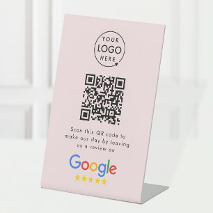 Google Reviews Tabletop Sign   QR Code Pedestal