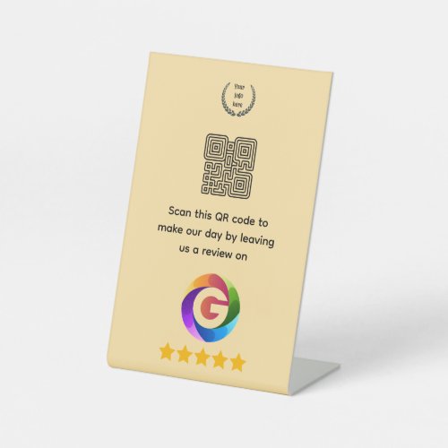 Google Reviews Tabletop Sign | QR Code Pedestal