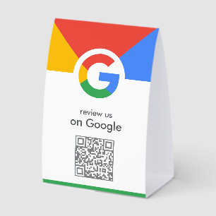 Google Reviews Tabletop Sign QR Code Table Tent