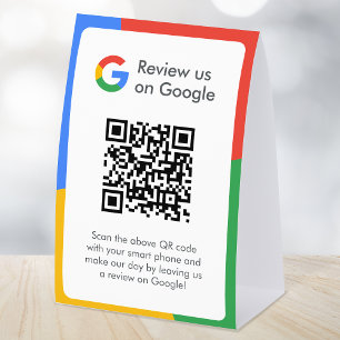 Google Reviews Tabletop Sign   QR Code Table Tent