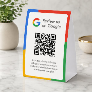 Google Reviews Tabletop Sign   QR Code Table Tent